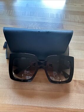 Bally  Square Black Cateye Oversized Sunglasses